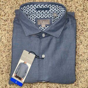 Ted Baker Men's Long Sleeve Button Up Shirt Blue, Size Large (New)